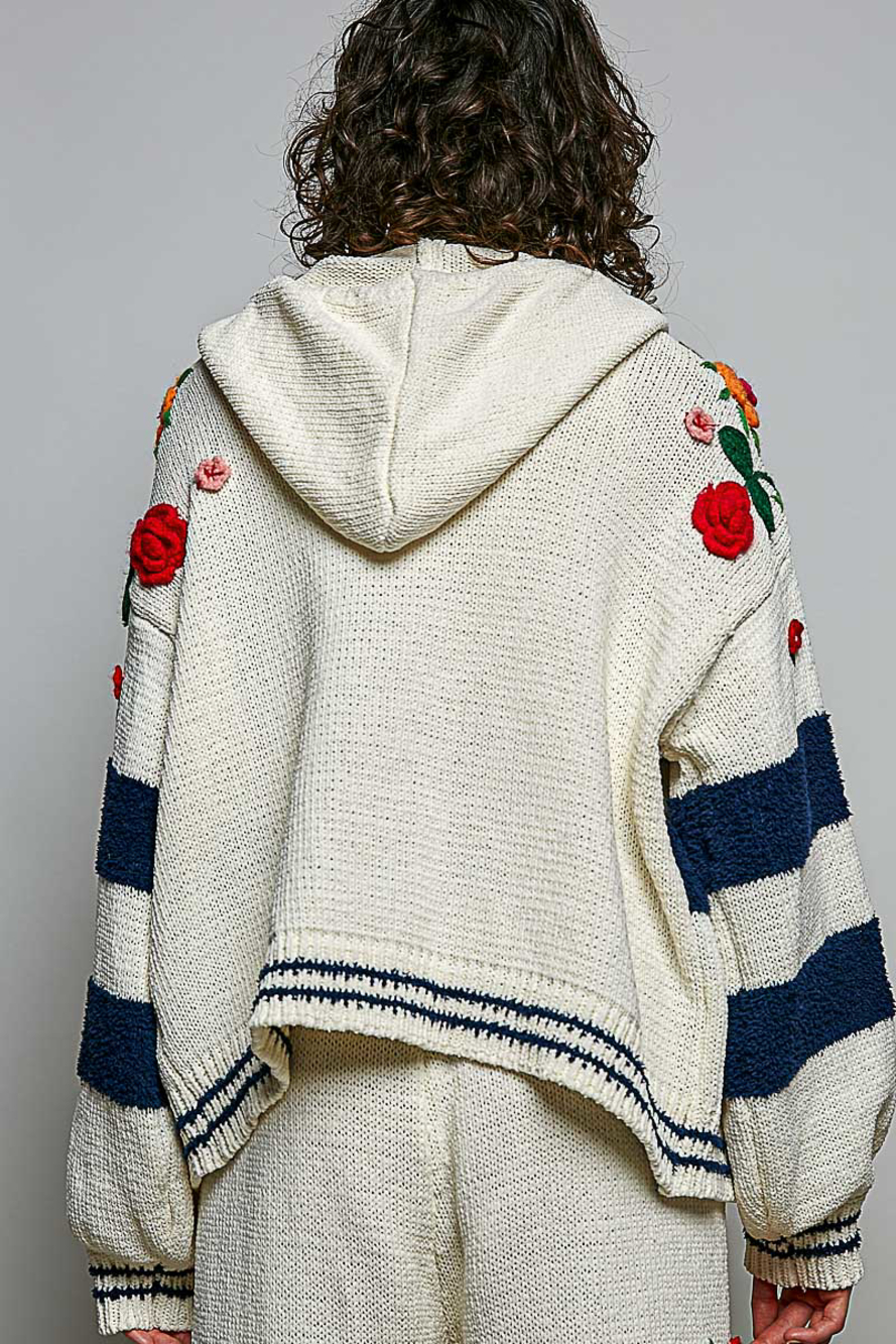 P1 | Pol Chenille Sweater Pants & Zip Hoodie Set | Floral Crochet | Sizes S-L - Picture 9 of 10